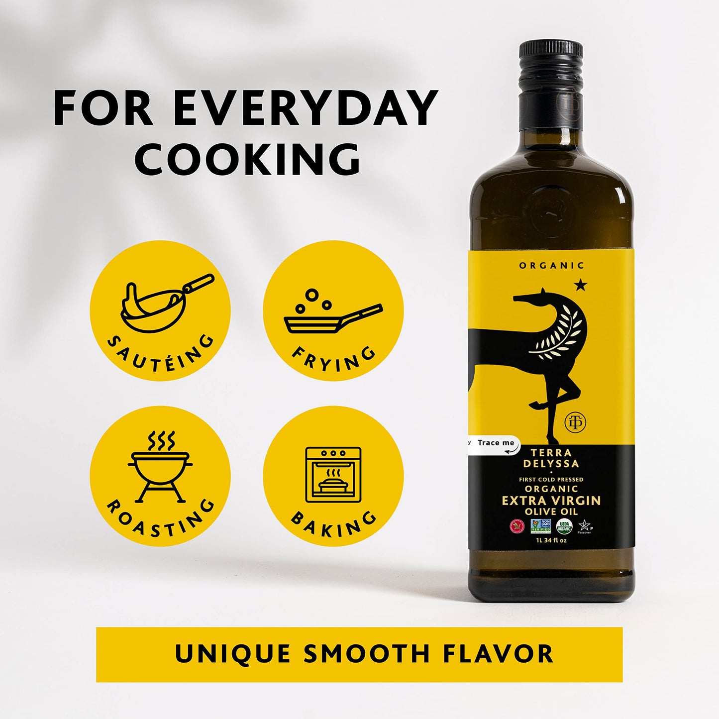 Terra Delyssa First Cold Pressed Organic Extra Virgin Olive Oil, Single Sourced, 1 L (34 Fl. Oz) Dark Glass Bottle - 1 Pack, Non