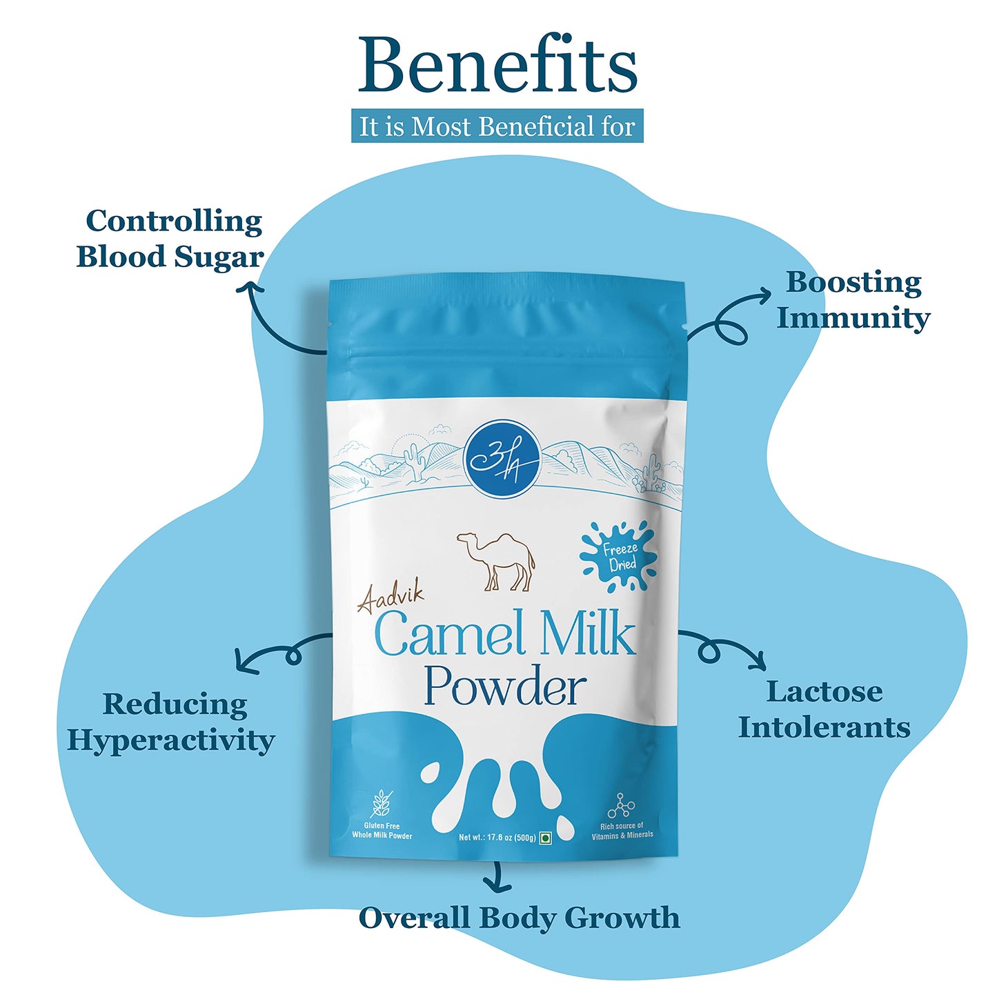 Aadvik Camel Milk Powder - Rich in Calcium & Omega-3, 17.5 oz