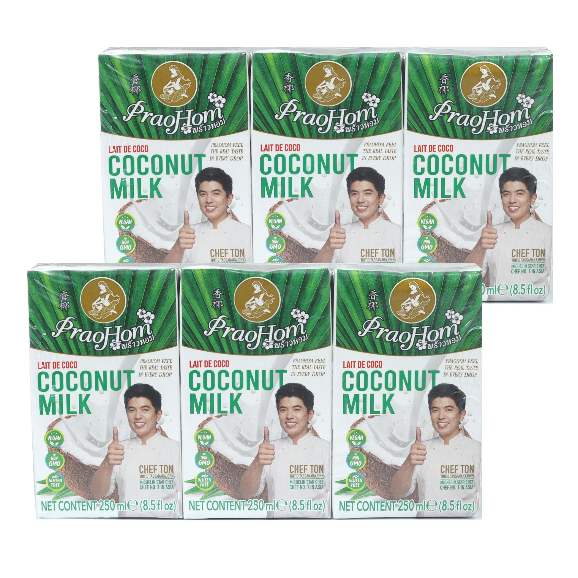 PRAOHOM Coconut Milk - Plant-Based Dairy Free Alternative - 8.5 Fl Oz (Pack of 6) - No Added Sugar - Ideal for Cooking and Baking