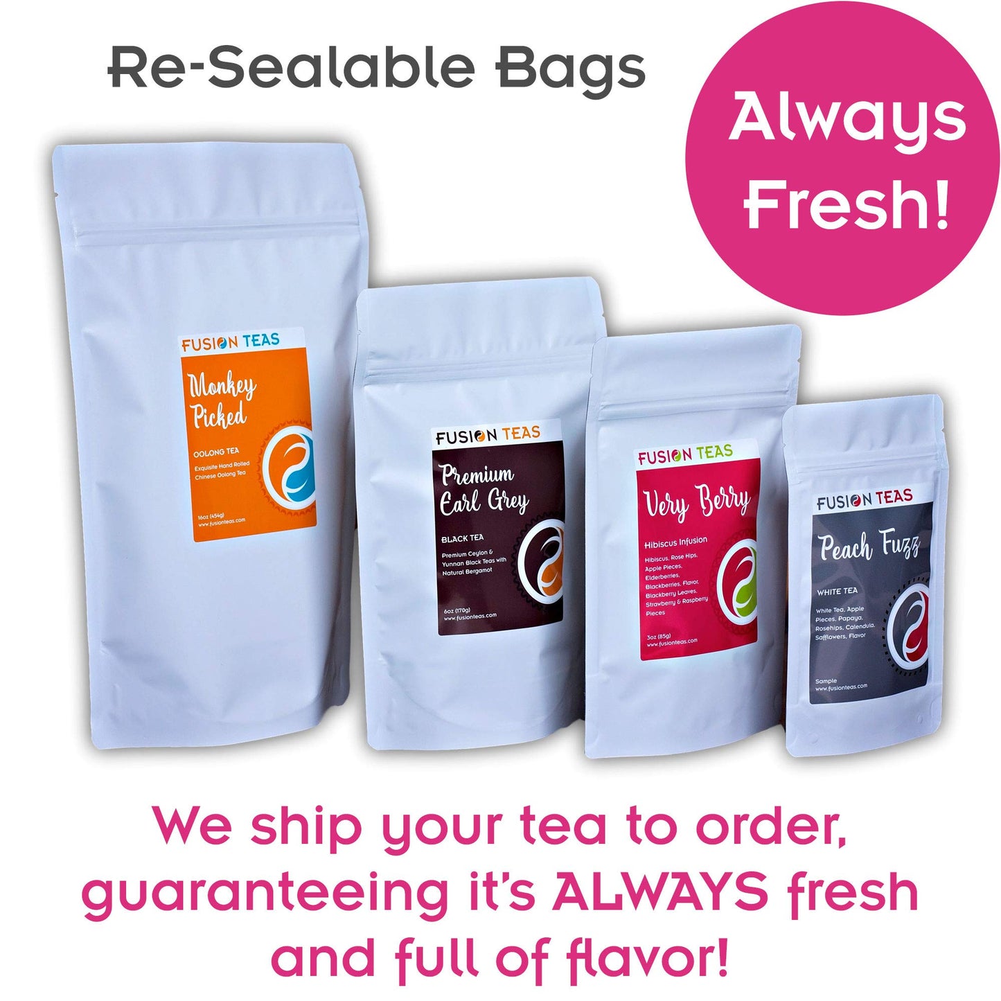 Fusion Teas Strawberry Fields Hibiscus Herbal Fruit Tea - Caffeine Free Loose Leaf - 5 Oz Pouch