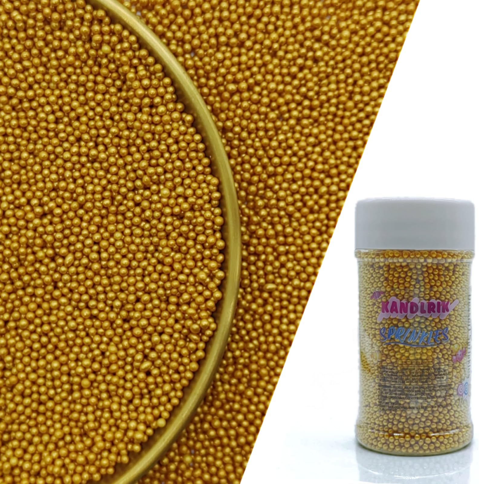 Edible Gold Sprinkles Candy 2mm Mini Pearls Cake Decorations Cupcake Toppers Cookie Decorating Perfect for Wedding Party Valenti