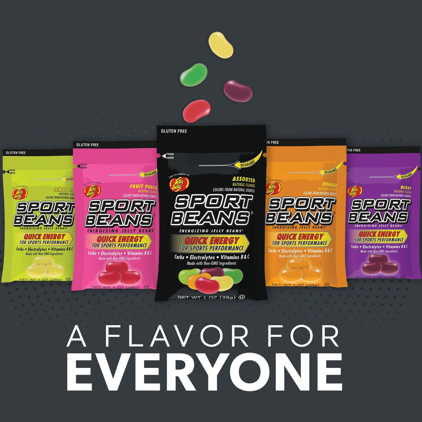 Jelly Belly Sport Beans - Energizing Jelly Beans - Assorted Flavors, Pack of 24