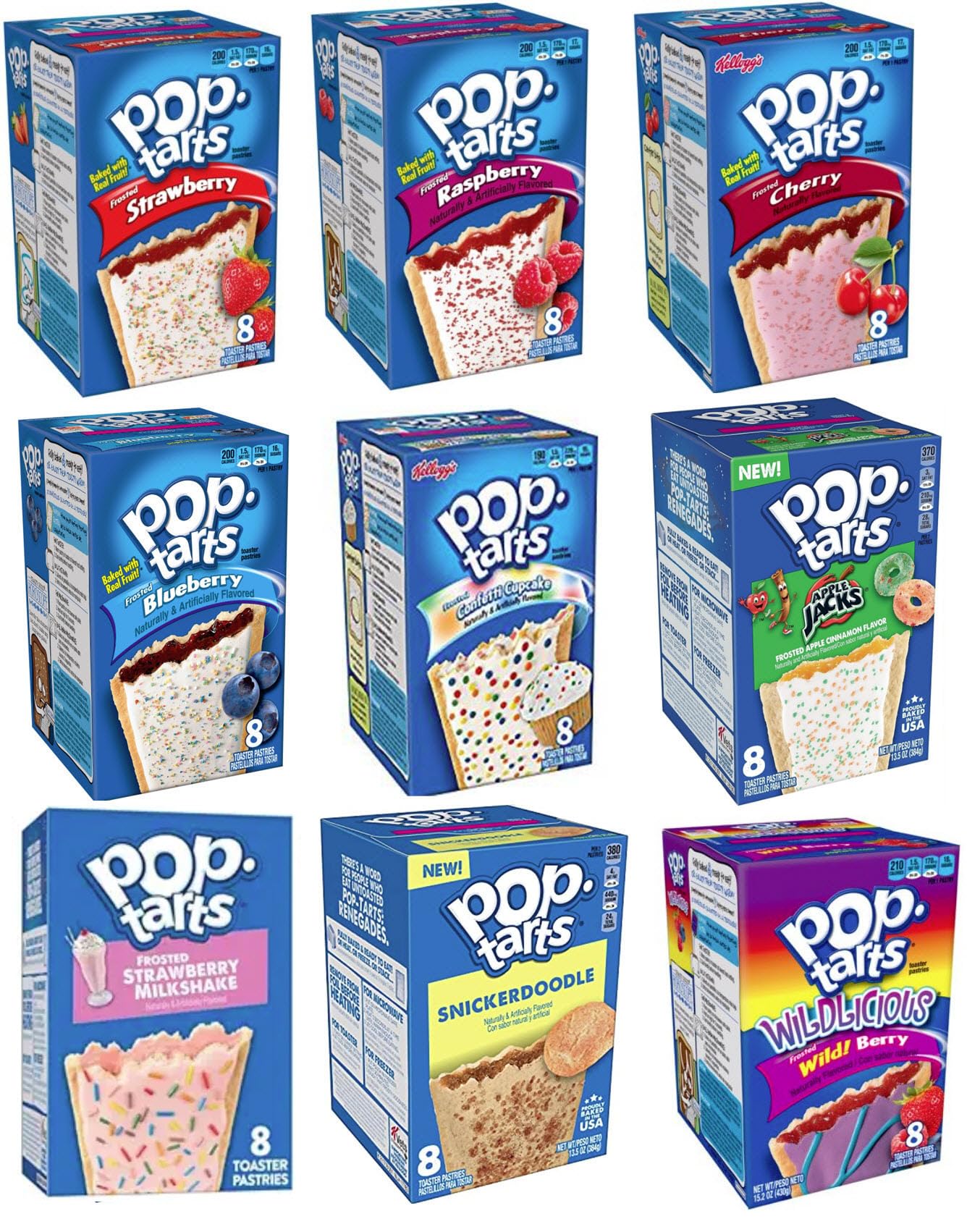 Narrow Path Sales Pop Tarts Variety Pack - 9 Fruit Flavors Sampler - 14 Piece Set