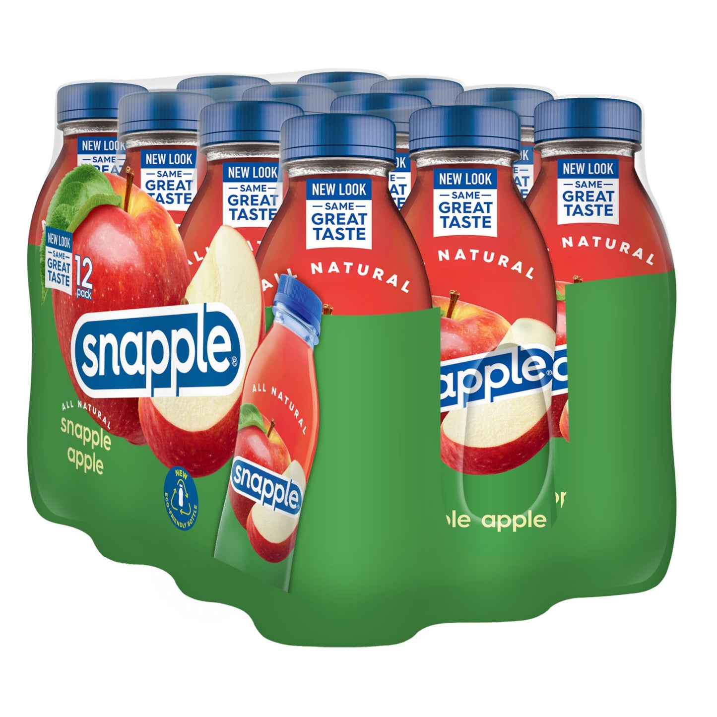 Snapple Apple Juice Drink, 16 fl oz recycled plastic bottle, Pack of 12