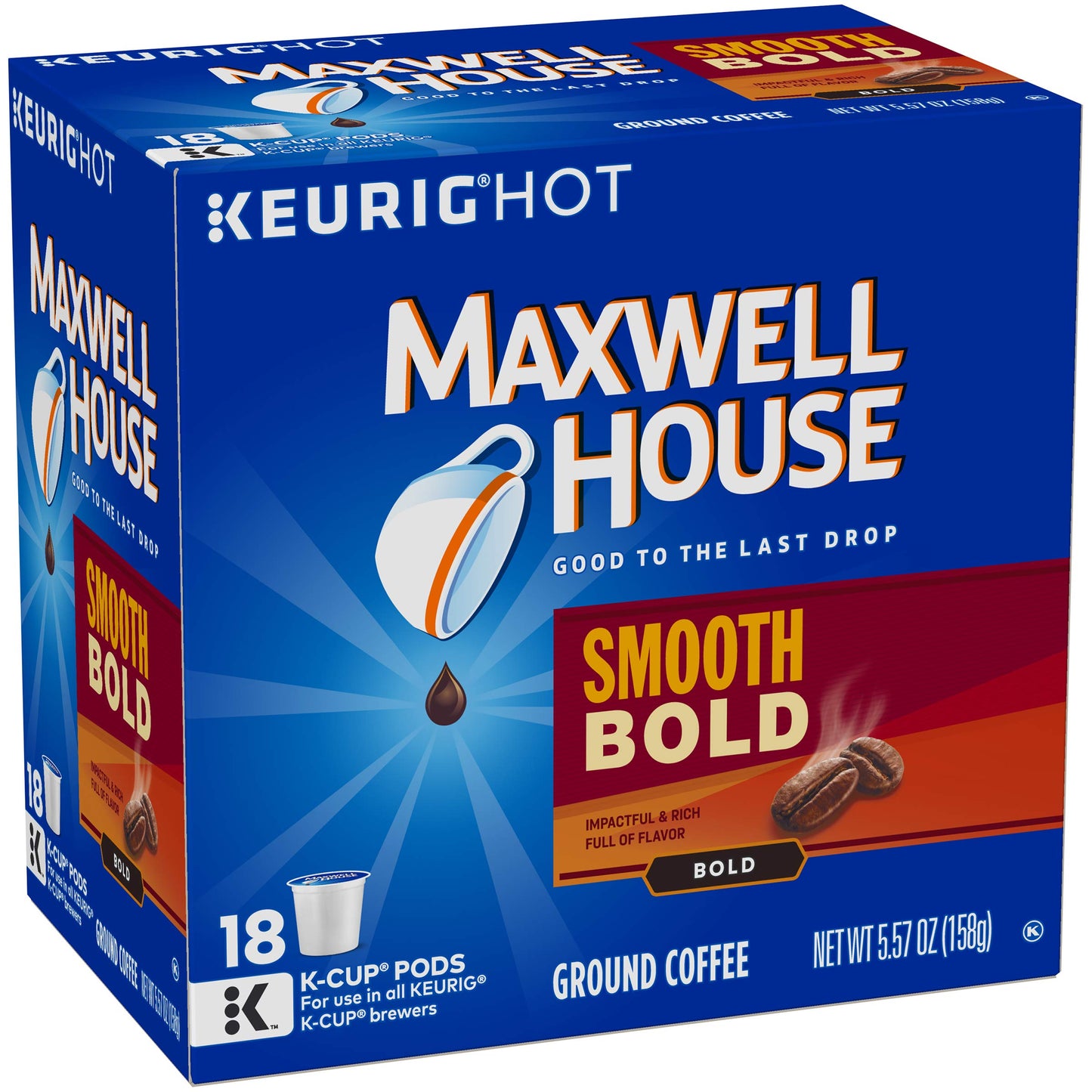 Maxwell House Smooth Bold, K-Cup Pods Coffee, 18 Count