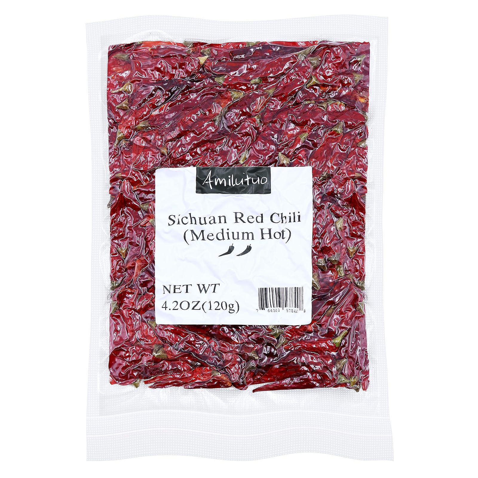 Dried Red Pepper, Whole Dried Chili Peppers, 4.23OZ Szechuan Red Dried Chilis, Resealable Bag, Dried Peppers for Curry, Tofu, So