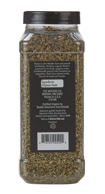 Watkins Gourmet Spice, Organic Basil, Bulk Food Service Size, 4.9 oz (Pack of 1)