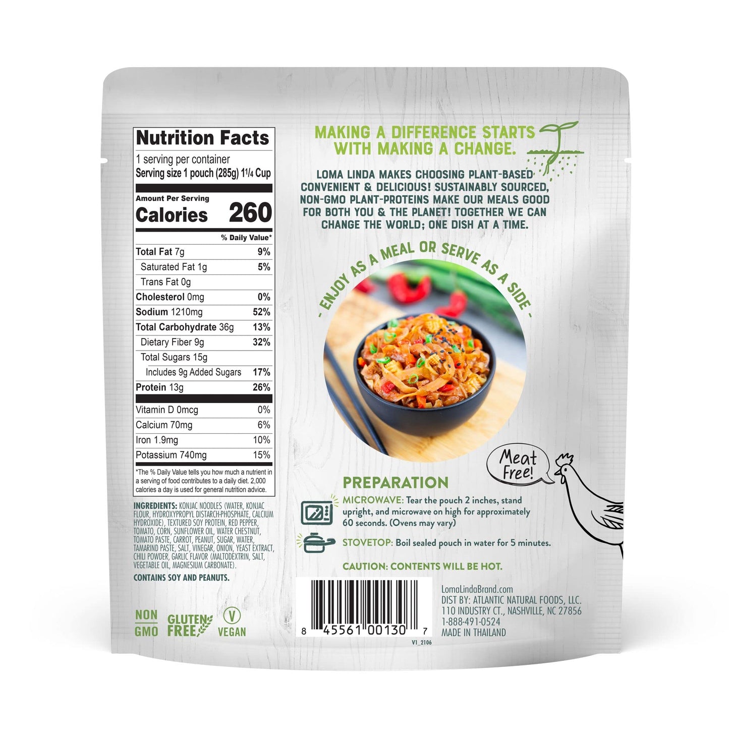 Loma Linda - Plant-Based Complete Meal Solution Packets (Pad Thai With Konjac Noodles (10 Oz.), 6 Pack)