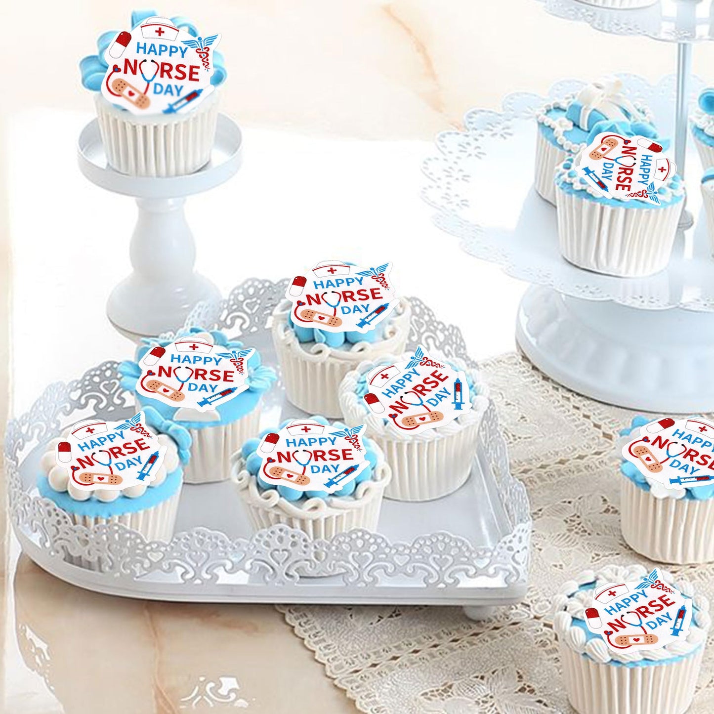 Ercadio 40 Pack Edible Nurse Cupcake Toppers Nursing And Doctor Cake Toppers Nurse Graduation Cupcake Toppers Nurse Day Cake Top