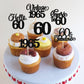 Rssta i Cupcake Toppers - Vintage 1965 Glitter Picks for 60th Birthday Party - Black Paper - 24 Pack