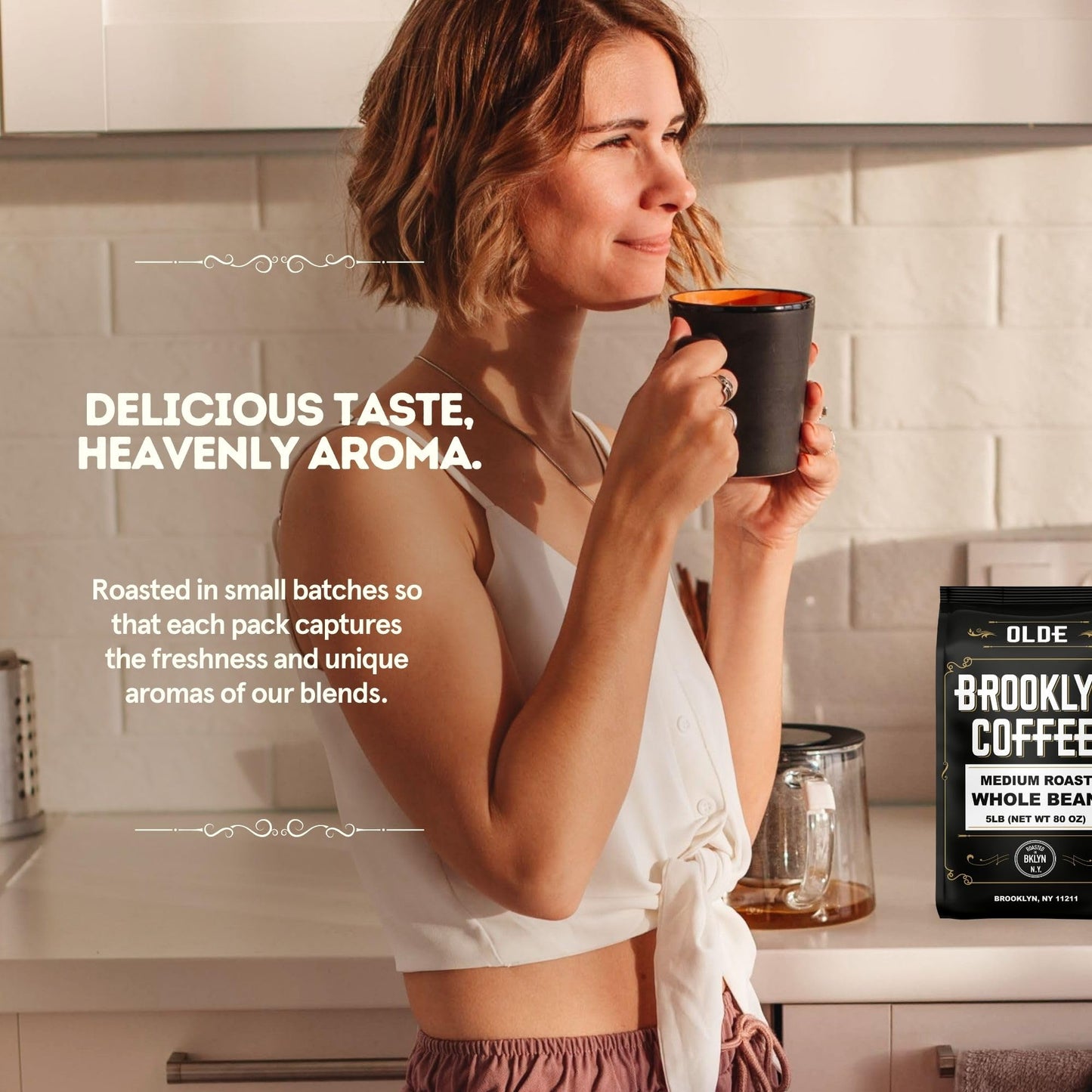 Brooklyn Coffee Whole Bean, Classic Medium Roast (5Lb) Balanced, Smooth, Mellow - Fresh Bulk Coffee Beans Roasted Weekly In Nyc