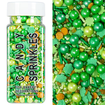 St Patrick's Day Sprinkles, Green Sprinkles Mix, Shamrock Sprinkles for Cake Decorating, Edible Sprinkles for Baking, Ice Cream,