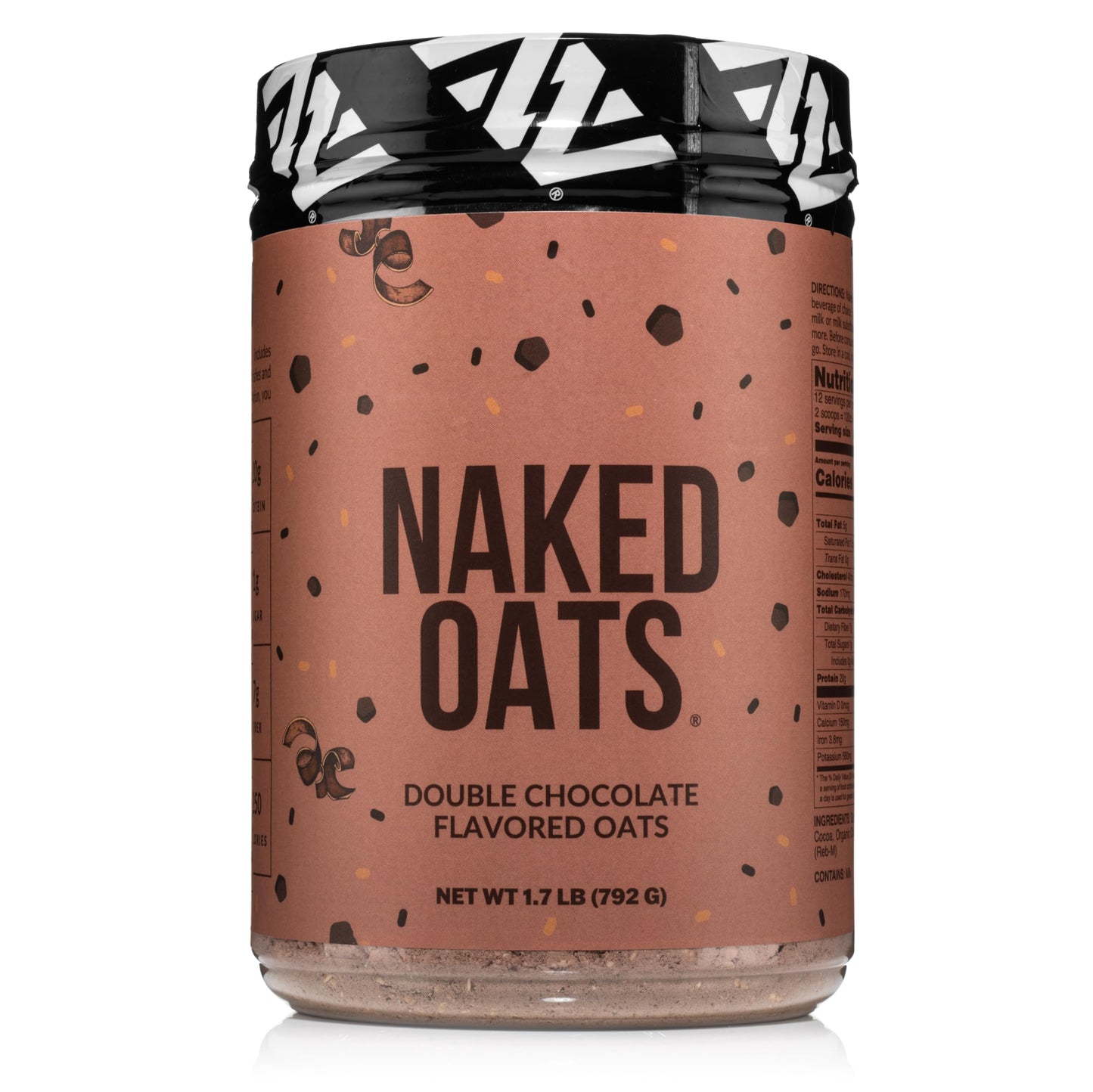 NAKED Double Chocolate Overnight Oats, 20g Protein, Gluten-Free, High Fiber, 12 Servings