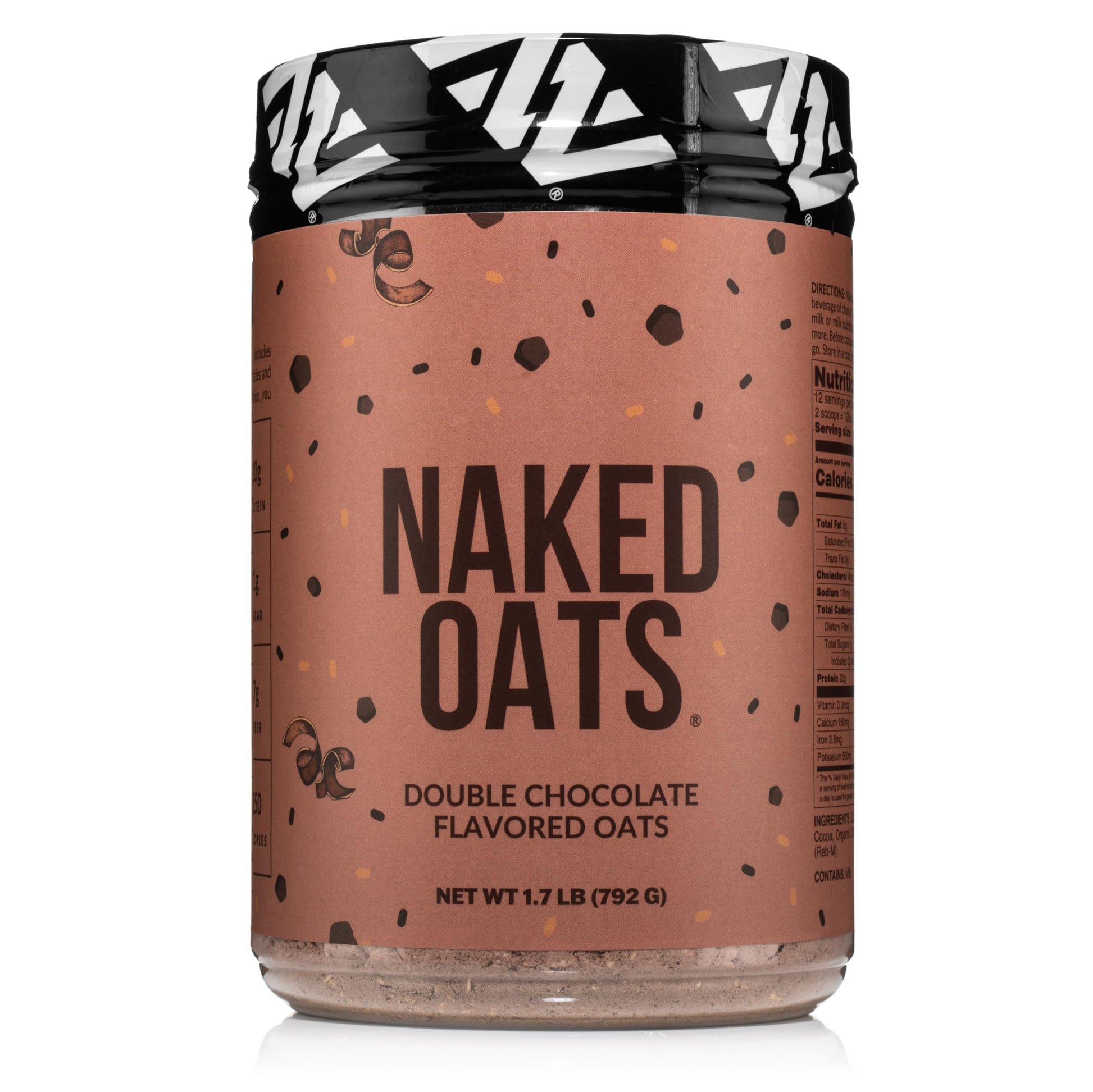 NAKED Double Chocolate Overnight Oats, 20g Protein, Gluten-Free, High Fiber, 12 Servings