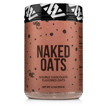 NAKED Double Chocolate Overnight Oats, 20g Protein, Gluten-Free, High Fiber, 12 Servings
