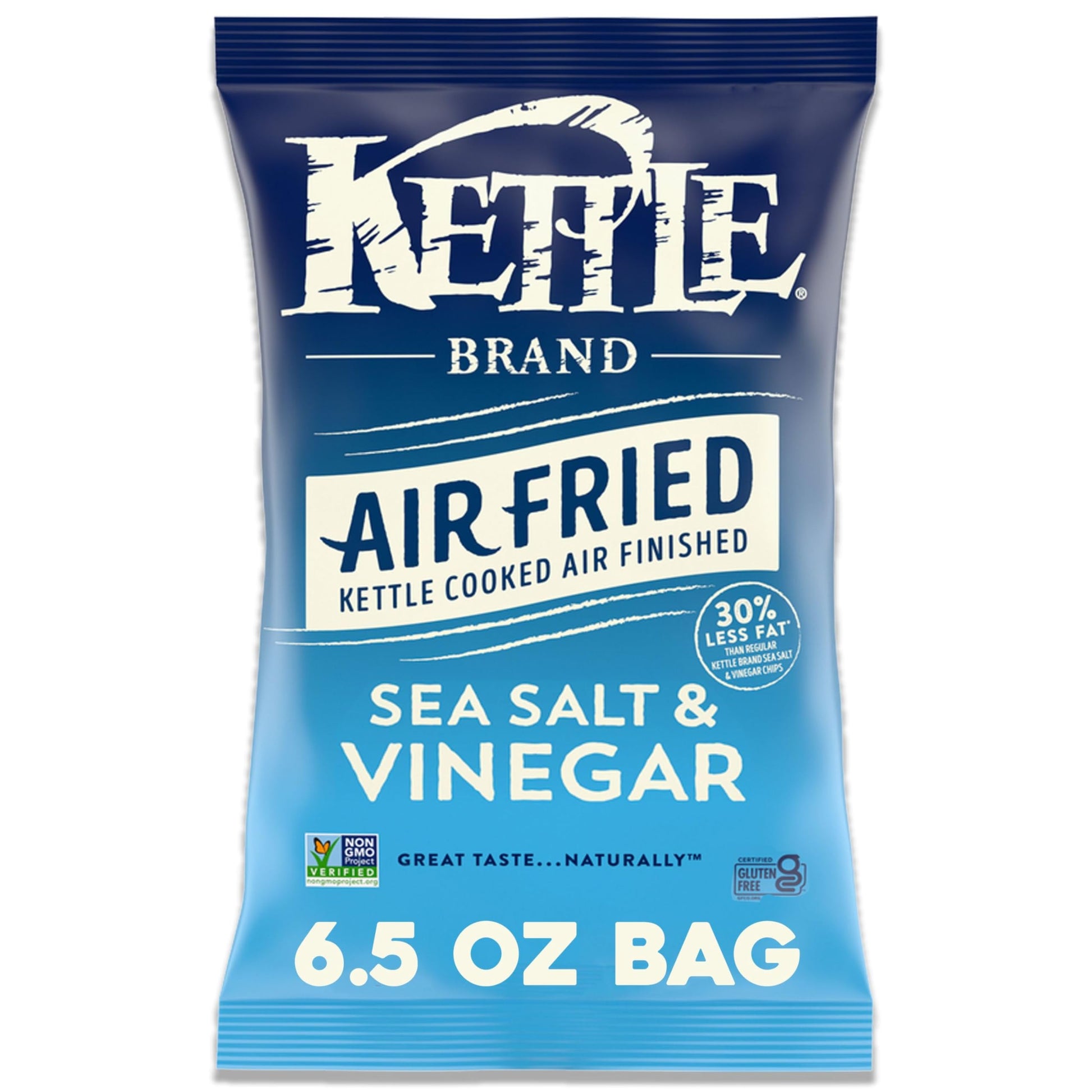 Kettle Brand Potato Chips, Air Fried Sea Salt & Vinegar Kettle Chips, 6.5 Oz Bag