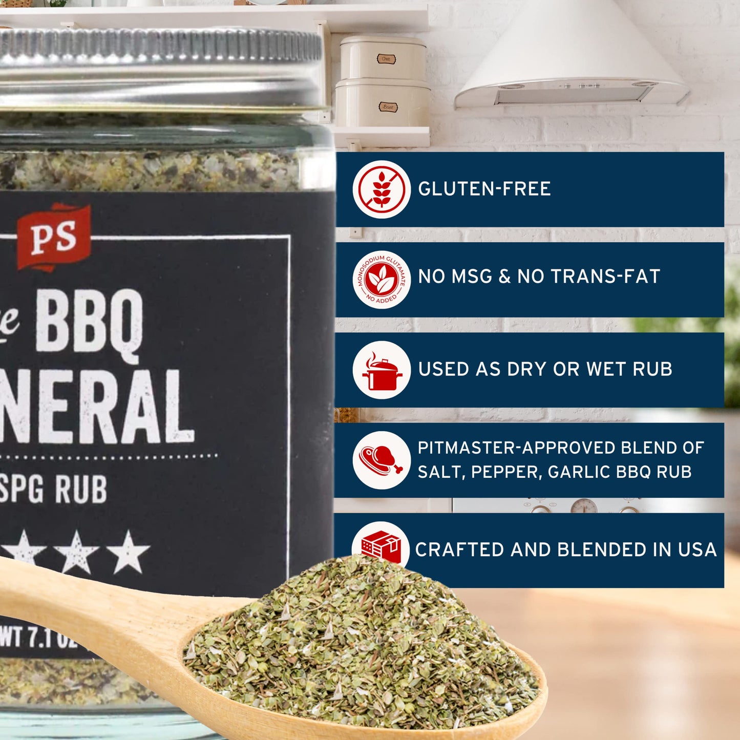 Ps Seasoning The Bbq General - Spg Seasoning, All-Purpose Bbq Seasoning And Rubs For Smoky Aroma And Grilling - Classic Spg Spice Blend And Multi-Purpose Dry Rub For Steaks, Pork, Chicken, Beef Brisket