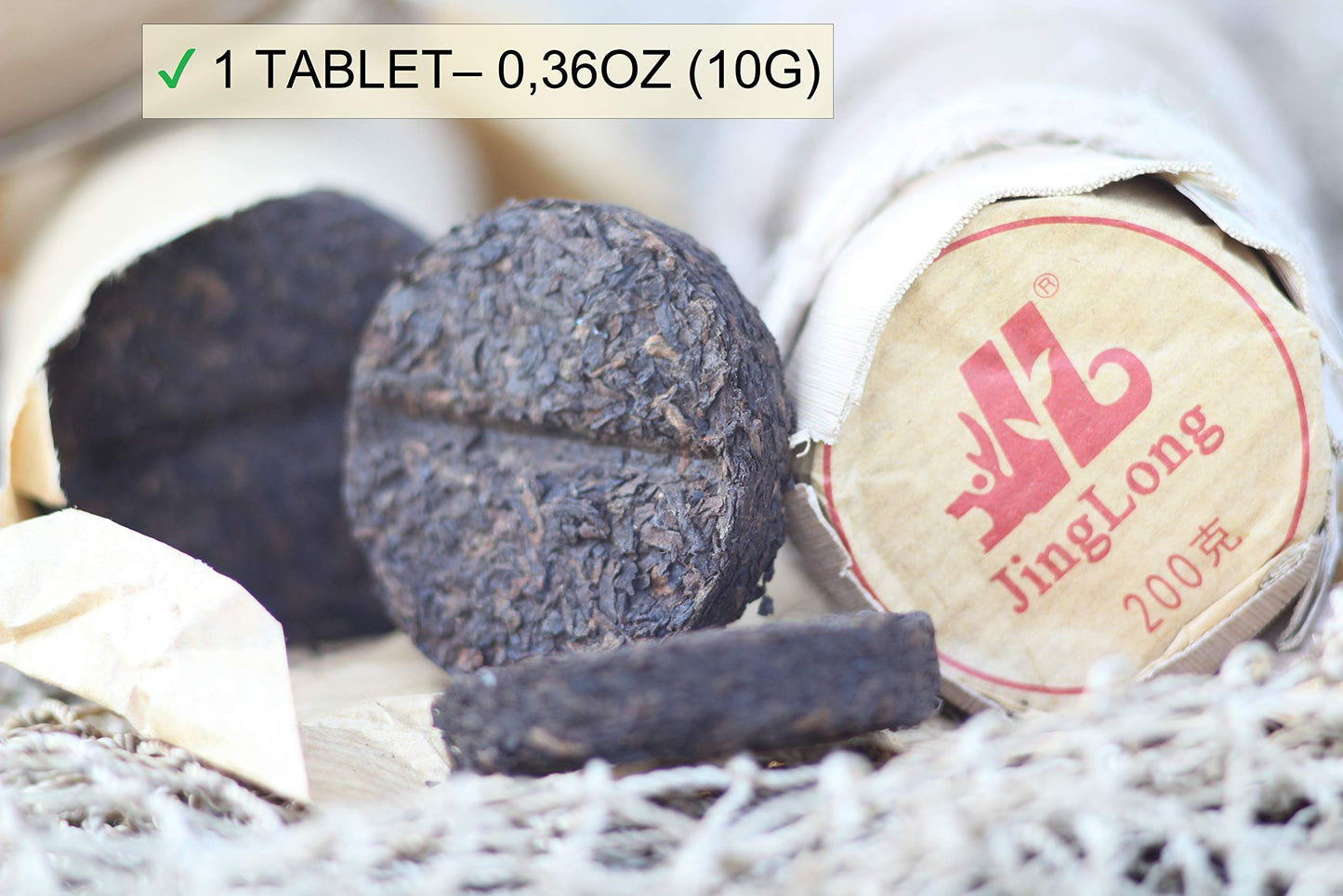 Jinglong Tea Factory - Pu-Erh Tea In Bamboo Leaf Tube (80 Cups) Ripe Puerh Tea (7.1 Ounce)
