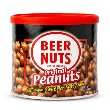 BEER NUTS Original Peanuts - Sweet & Salty Gluten-Free Snack - 12oz Resealable Can