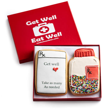 Custom Cookies Get Well Cookies - Set Of 2 Kosher Decorated Vanilla Sugar Cookies - Express Feel Better Wishes For Men, Women, A