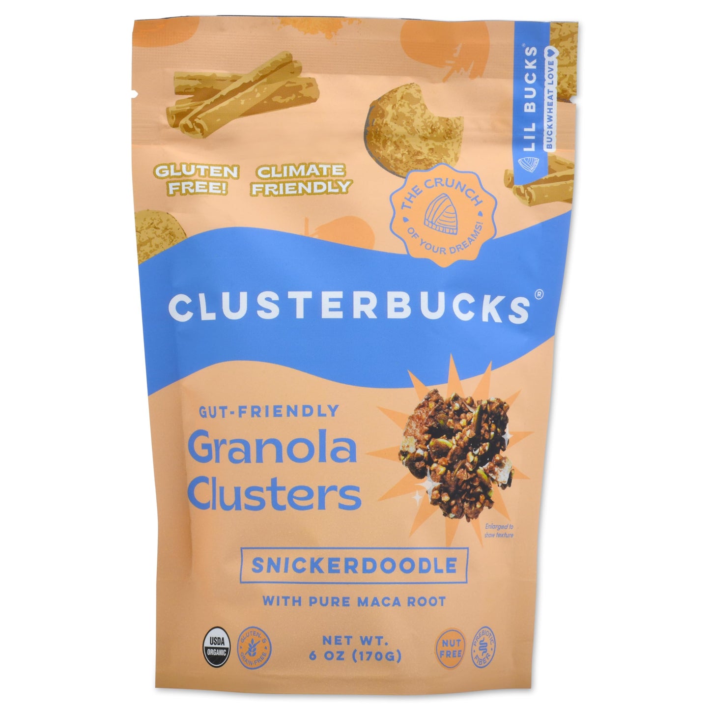 Lil Bucks Clusterbucks Grain-Free Superfood Clusters made with Sprouted Buckwheat and Adaptogens, Gluten Free Snack (Snickerdood