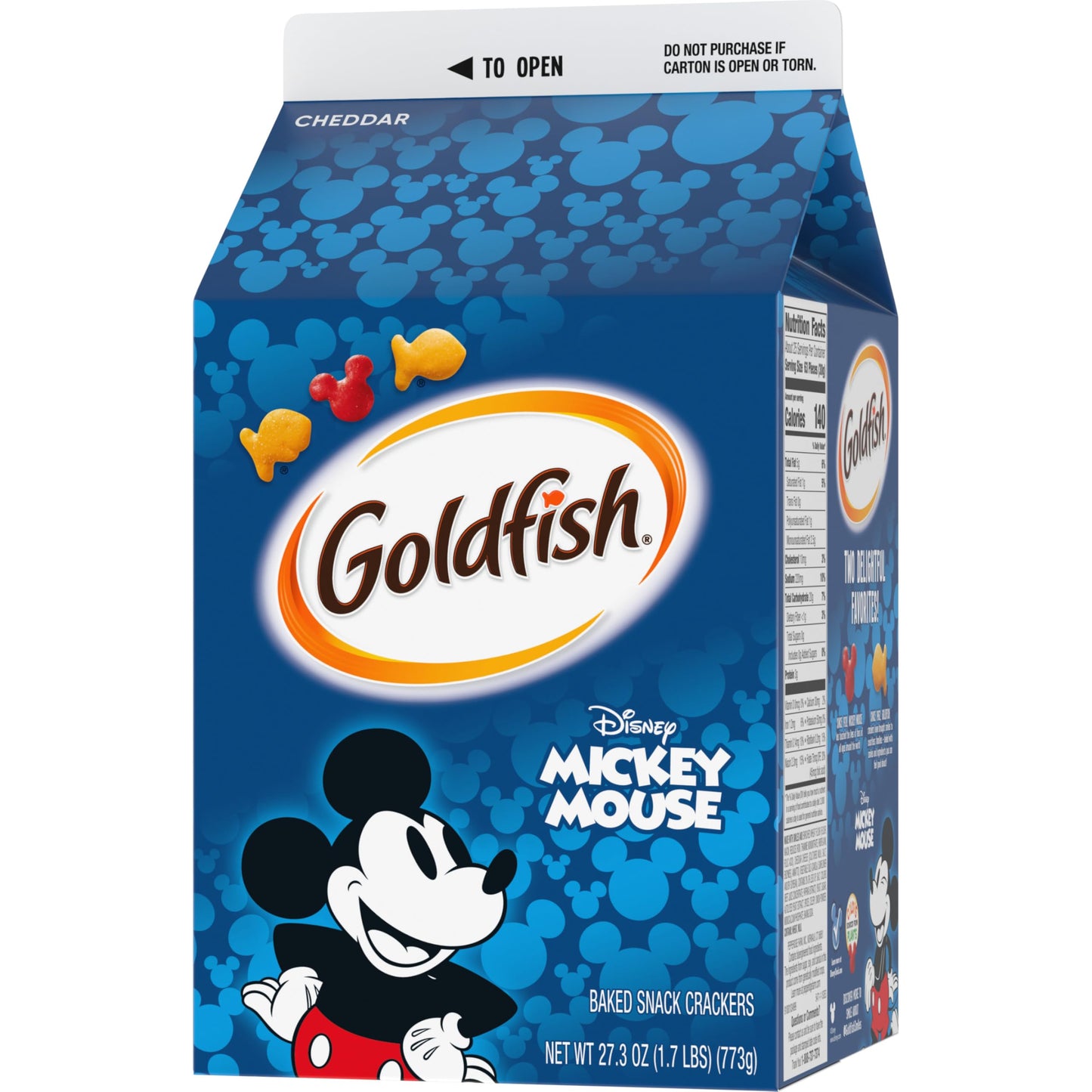 Goldfish Disney Mickey Mouse Cheddar Crackers, Snack Crackers, 27.3 oz carton (Pack of 2)