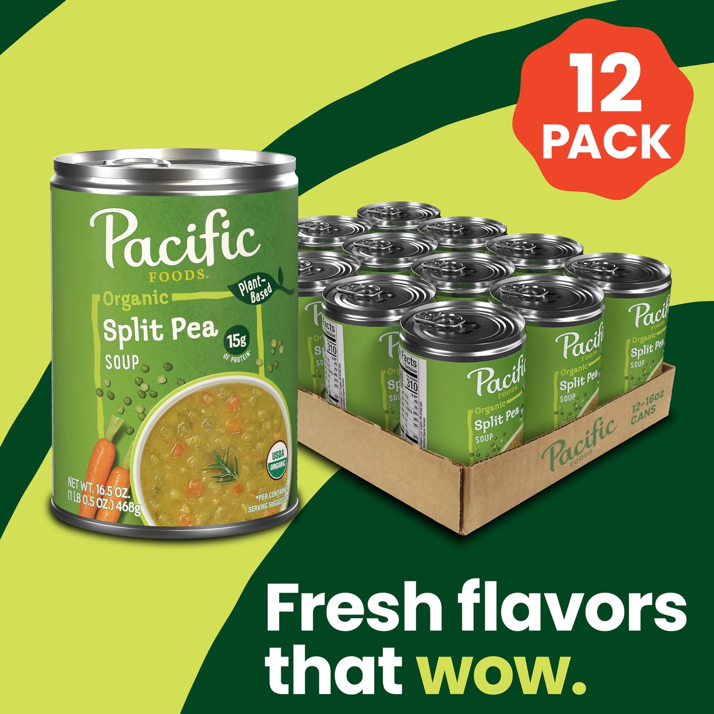 Pacific Foods Organic Split Pea Soup, 16.5 Oz Can (Pack Of 12)