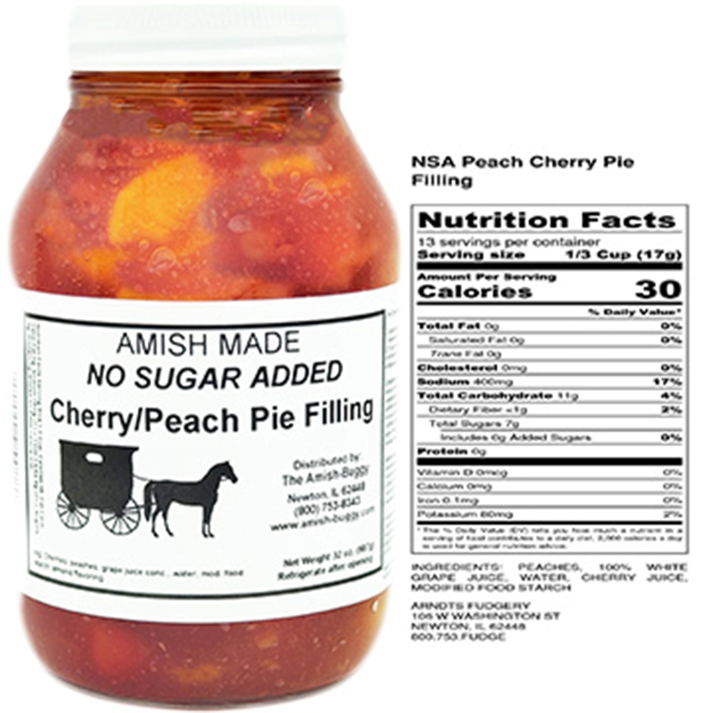 Amish Pie Filling And Topping - (Two - 32 Oz Jars) (Cherry Peach Nsa)