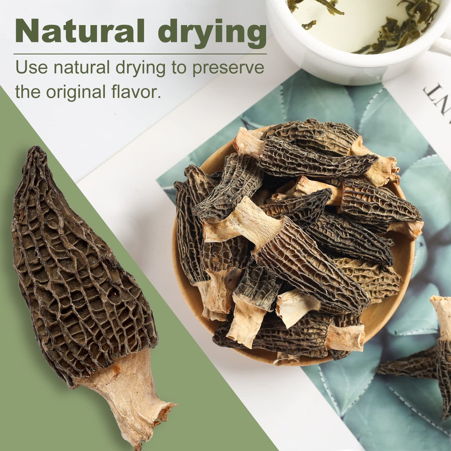 Kasvan Wild Dried Morel Mushrooms - Morchella Conica 1 Ounce With Tender And Delicious Meat, Dry Morel Mushrooms That Are Rich I