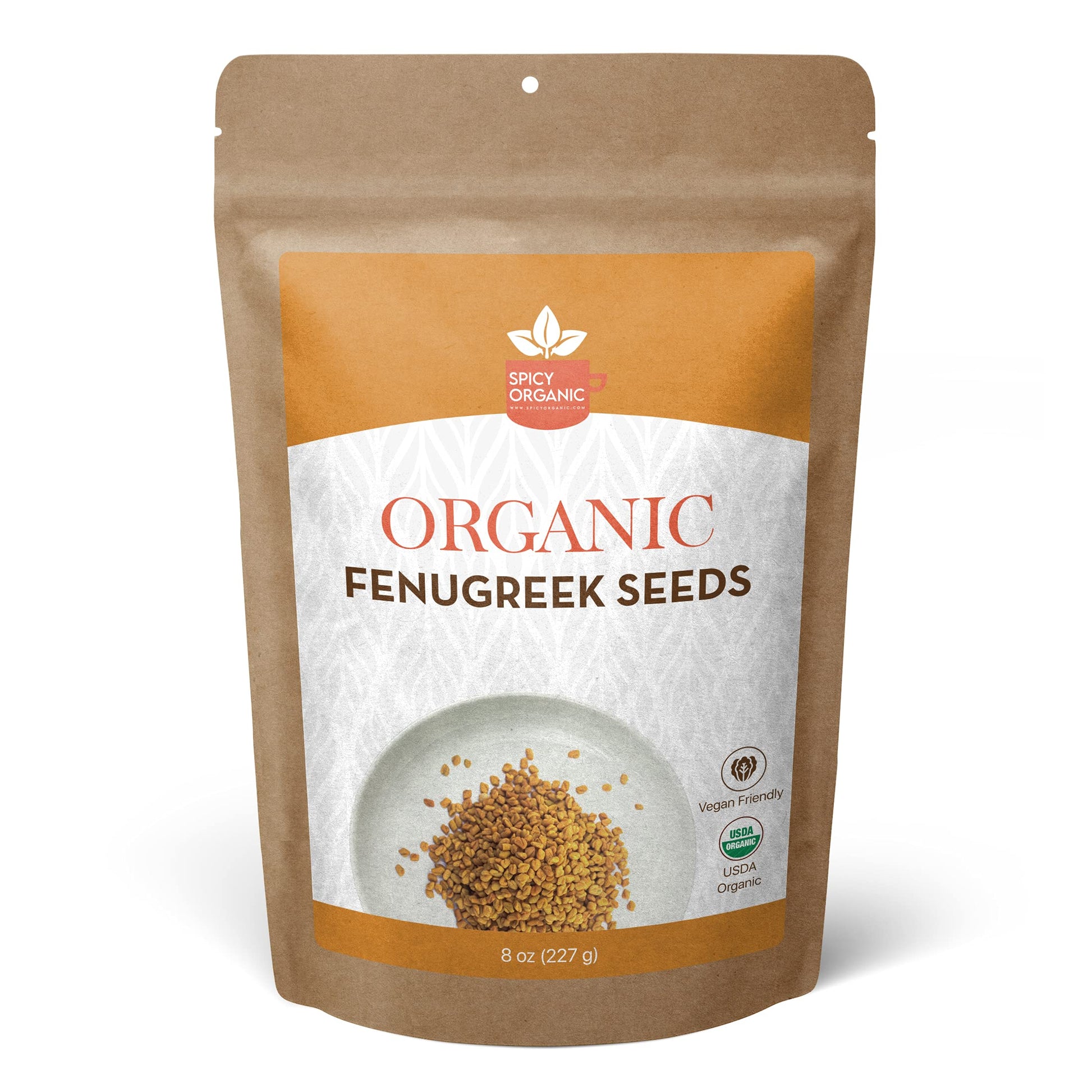 SPICY ORGANIC Fenugreek Seeds - Freshly Packed Methi Seeds - Best Use for Hair & Cooking - 100% Pure USDA Organic - 8 OZ