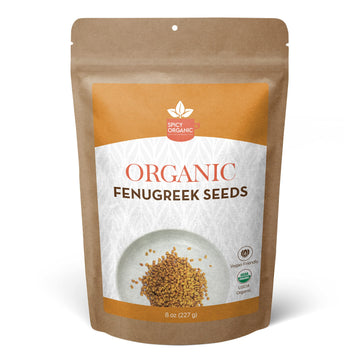 SPICY ORGANIC Fenugreek Seeds - Freshly Packed Methi Seeds - Best Use for Hair & Cooking - 100% Pure USDA Organic - 8 OZ