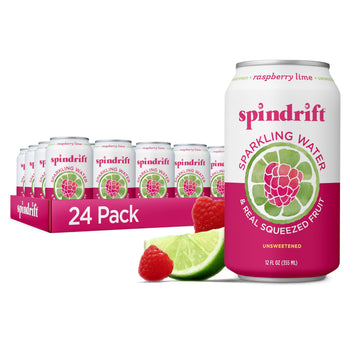 Spindrift Sparkling Water, Raspberry Lime Flavored, Made With Real Squeezed Fruit, Only 9 Calories Per Can, 12 Fl Oz Cans, Pack
