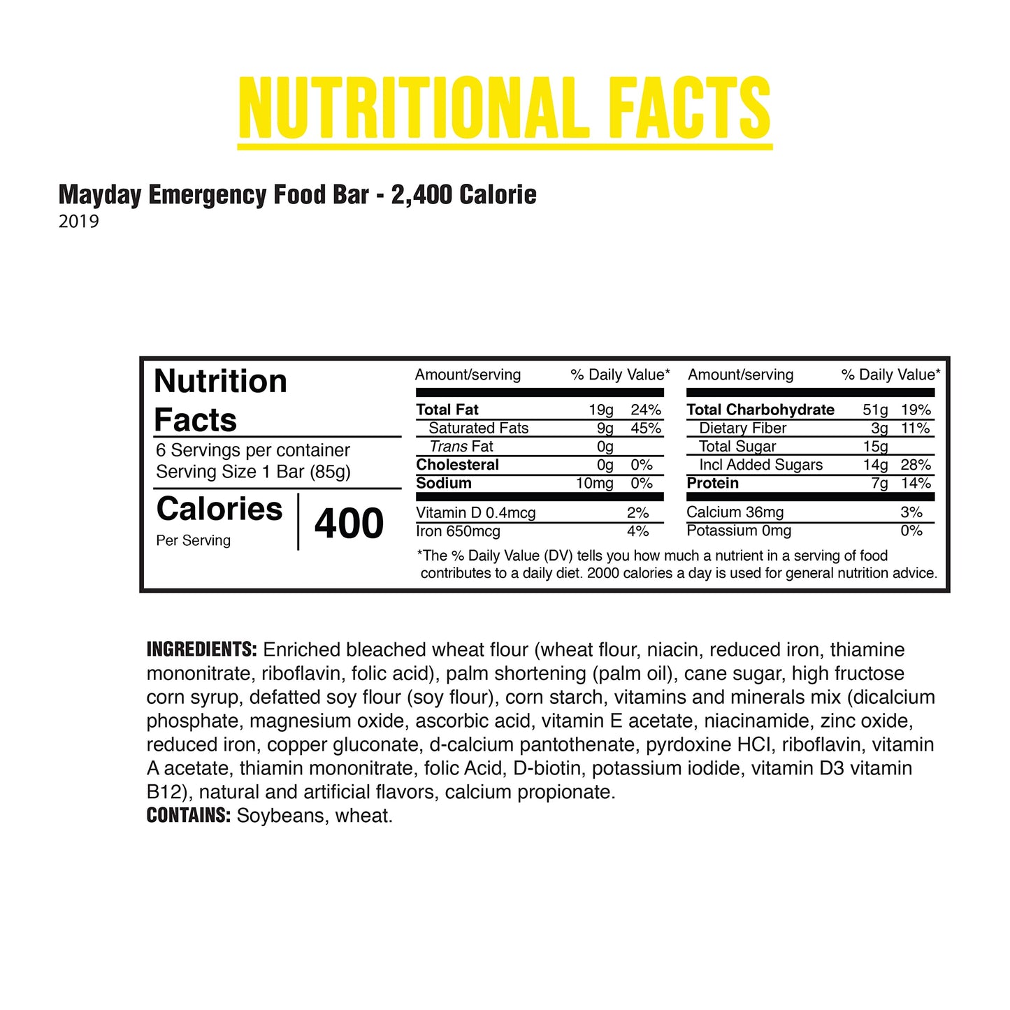 Mayday 2400 Calorie Food Bars (24 Per Case) Mre, Camping, Hiking, Survival