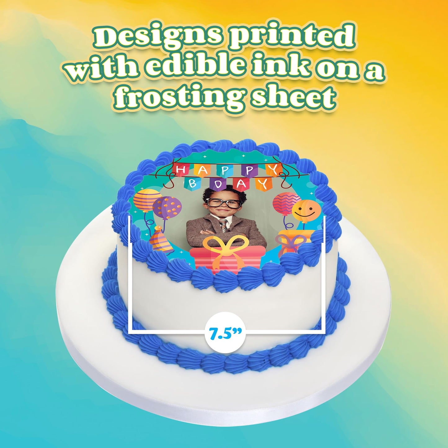 Custom Edible Prints On Cake: Create Your Special Event With Custom Edible Image Toppers - Upload Photos For Unique, Stylish Designs On Rectangular, Round Cakes Designs - 7.5 Round Cake Topper