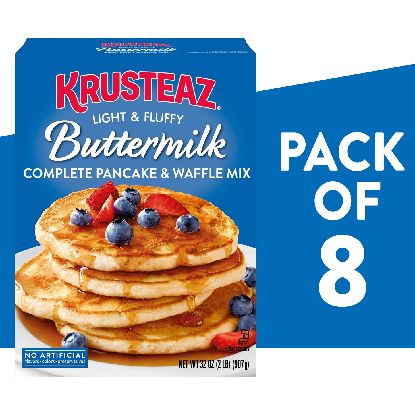 Krusteaz Light and Fluffy Buttermilk Complete Pancake Mix  Waffle and Pancake Mix  Just Add Water  32 oz Box (Pack of 8)