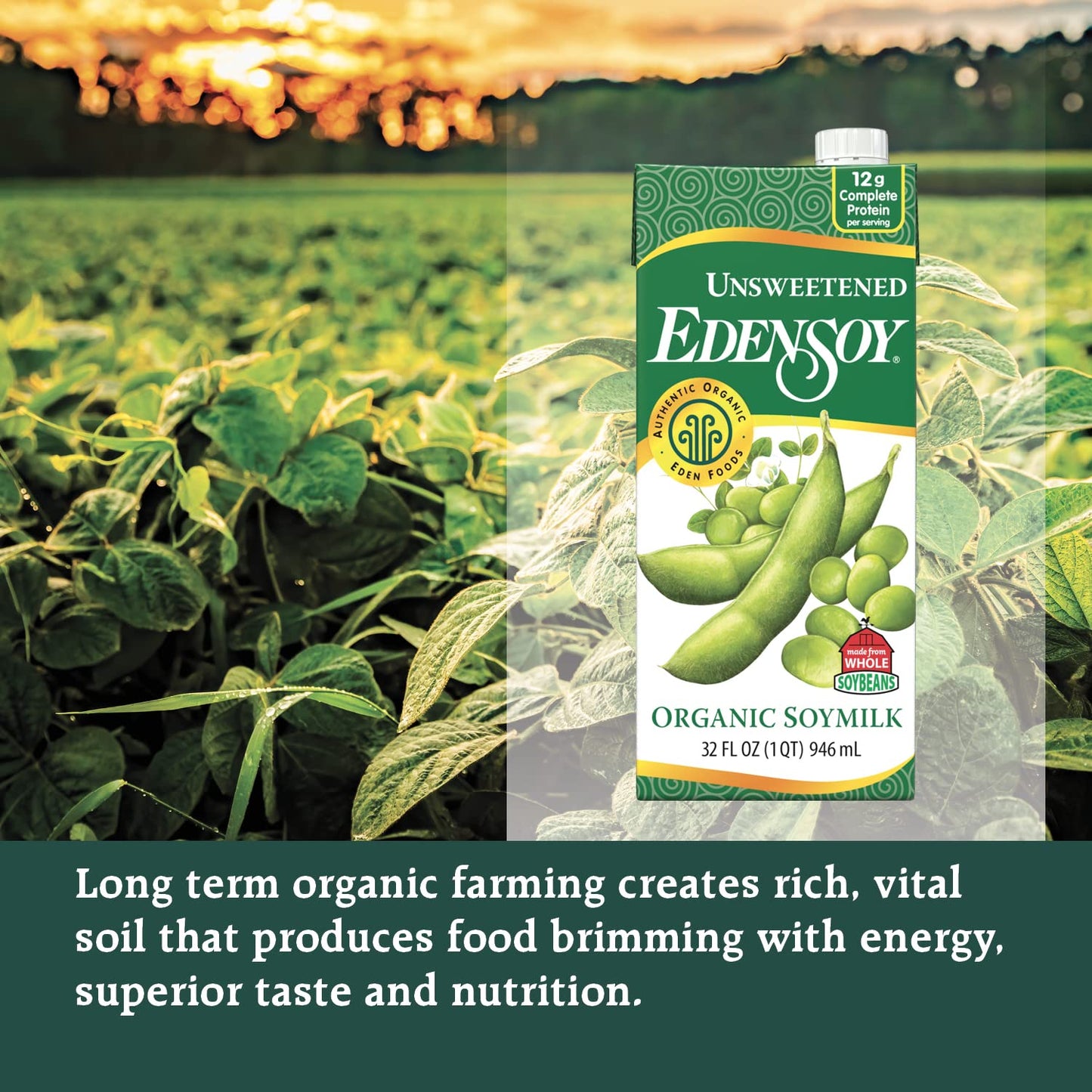 Eden Edensoy Unsweetened Organic Soymilk, Non-GMO, Vegan, 32 Fl Oz (6-Pack)