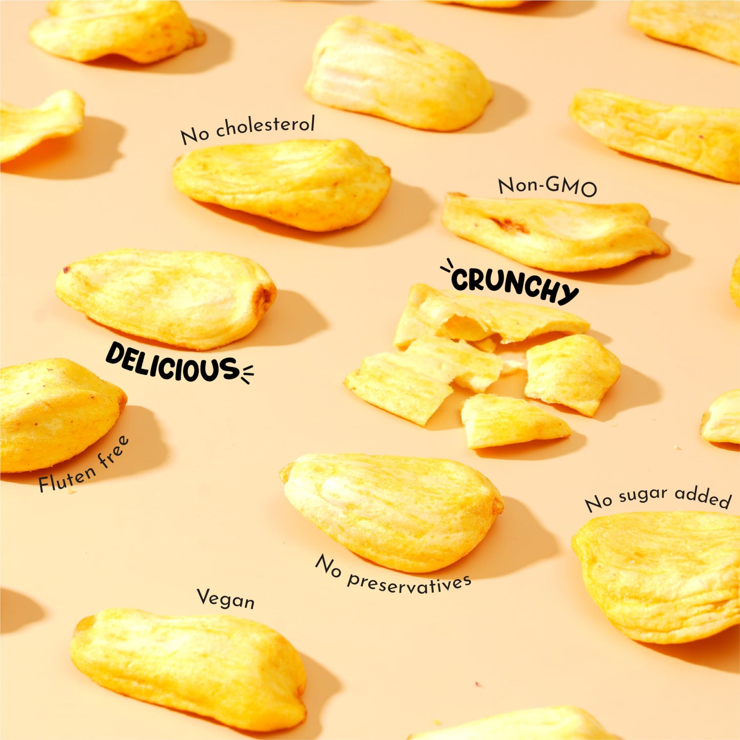 Growthy Dried Jackfruit Chips 250Grams, No Sugar Added, No Preservatives, No Cholesterol, Crunchy Jackfruit Snack, Healthy Jackf