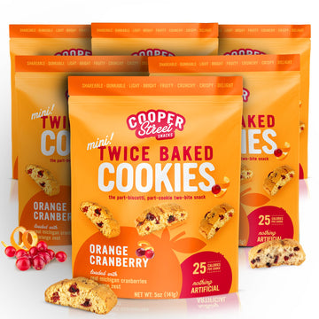 Cooper Street Twice Baked Orange Cranberry Biscotti Cookies - Crispy Mini Biscotti Cookies Ideal with Coffee - Traditional Low C