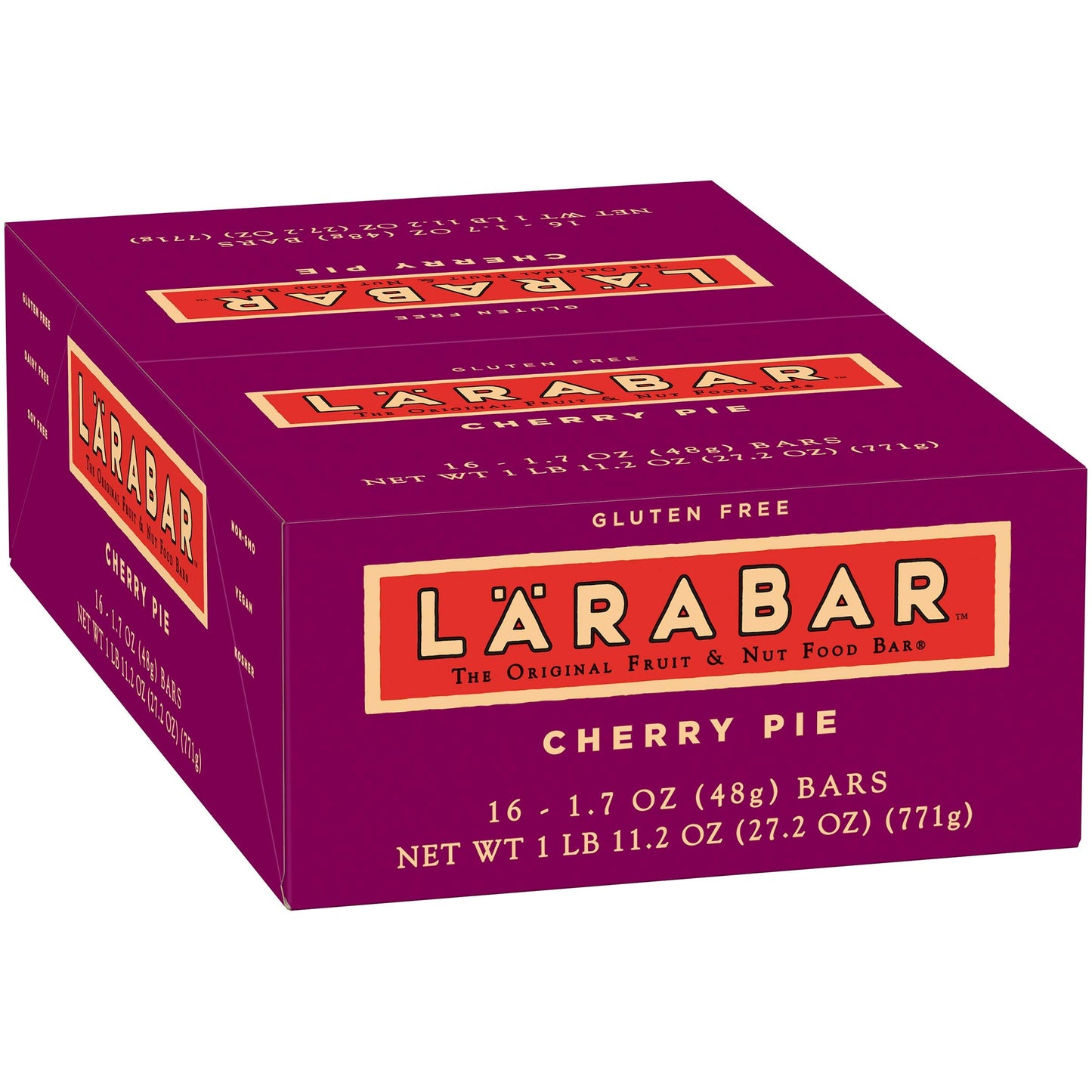 LÄRABAR Cherry Pie Fruit & Nut Bar, Gluten Free Vegan, 1.7 oz, 16 Count