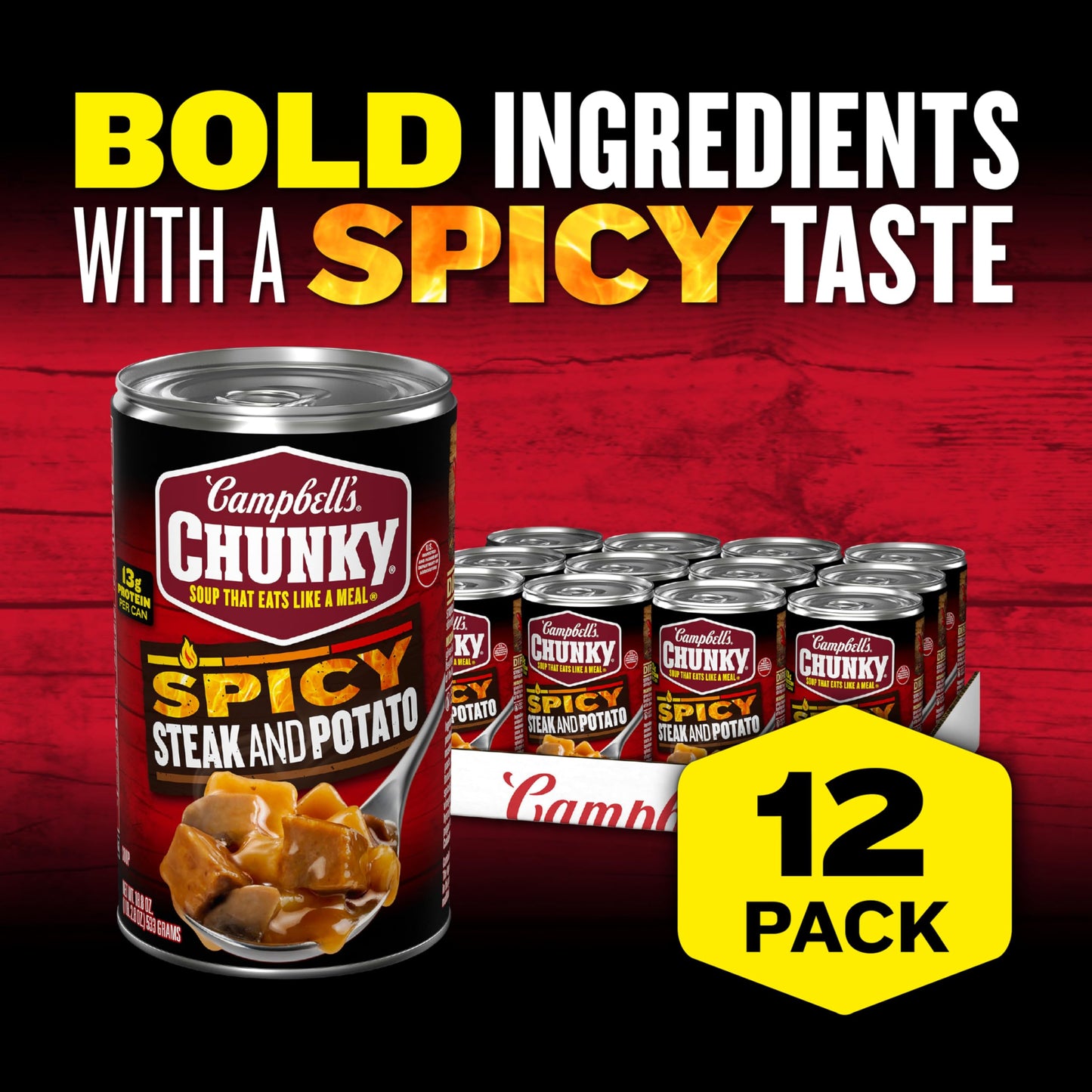 Campbell'S Chunky Soup, Spicy Steak And Potato Soup, 18.8 Oz Can (Case Of 12)