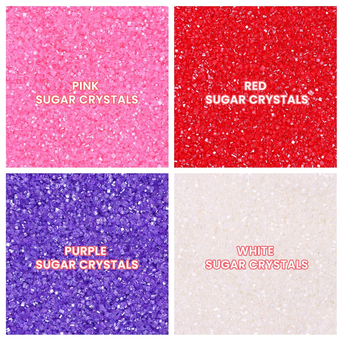 Valentine Sanding Sugar Edible Pink Red Purple Sugar Sprinkles For Cake Decorating Crystal Candy Sparkling Sanding Sugar For Cup