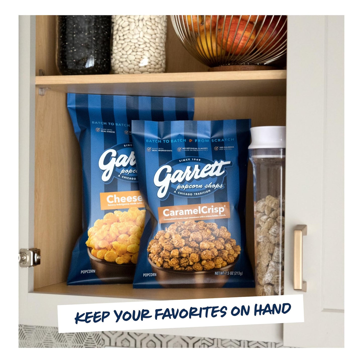 Garrett Popcorn CaramelCrisp, 7.5oz, 4 Bags, Caramel Gourmet Popcorn, Gluten Free, Sweet Snack, Popped Popcorn Bags