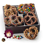 Nut Cravings KREMERY Creamy Chocolate Covered Pretzel Twists Gift Basket, 12 Piece Set, Assorted Sweet Toppings, Brown Gift Box