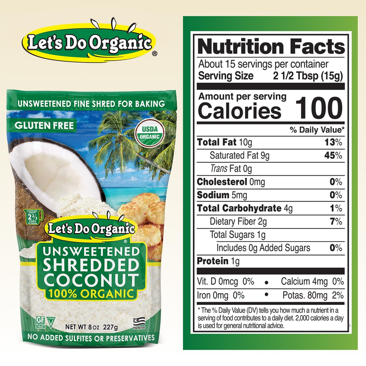 Lets Do Organic Unsweetened Shredded Coconut - Coconut Shreds, Great for Baking, Versatile Ingredient, No Sweeteners, USDA Orga