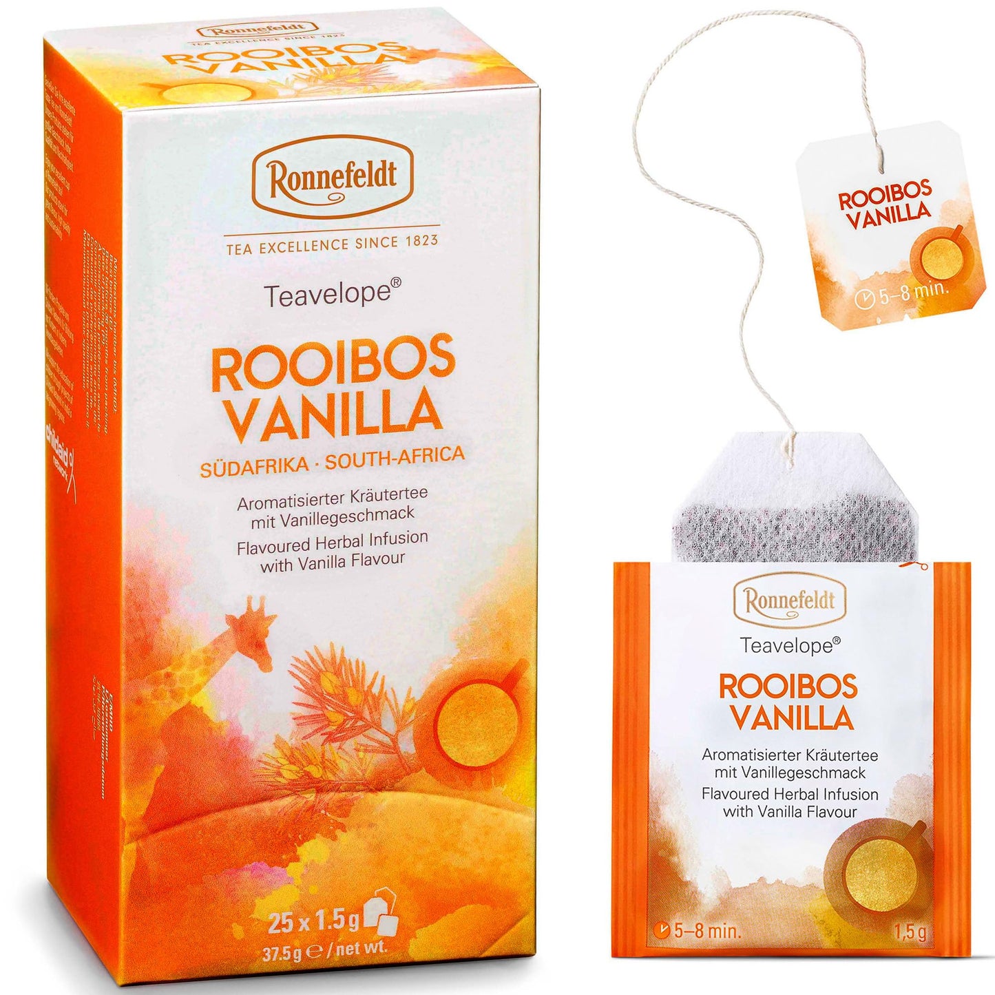 Ronnefeldt Rooibos Vanilla Chai Herbal Tea – Caffeine-Free, 25 Individually Wrapped Bags