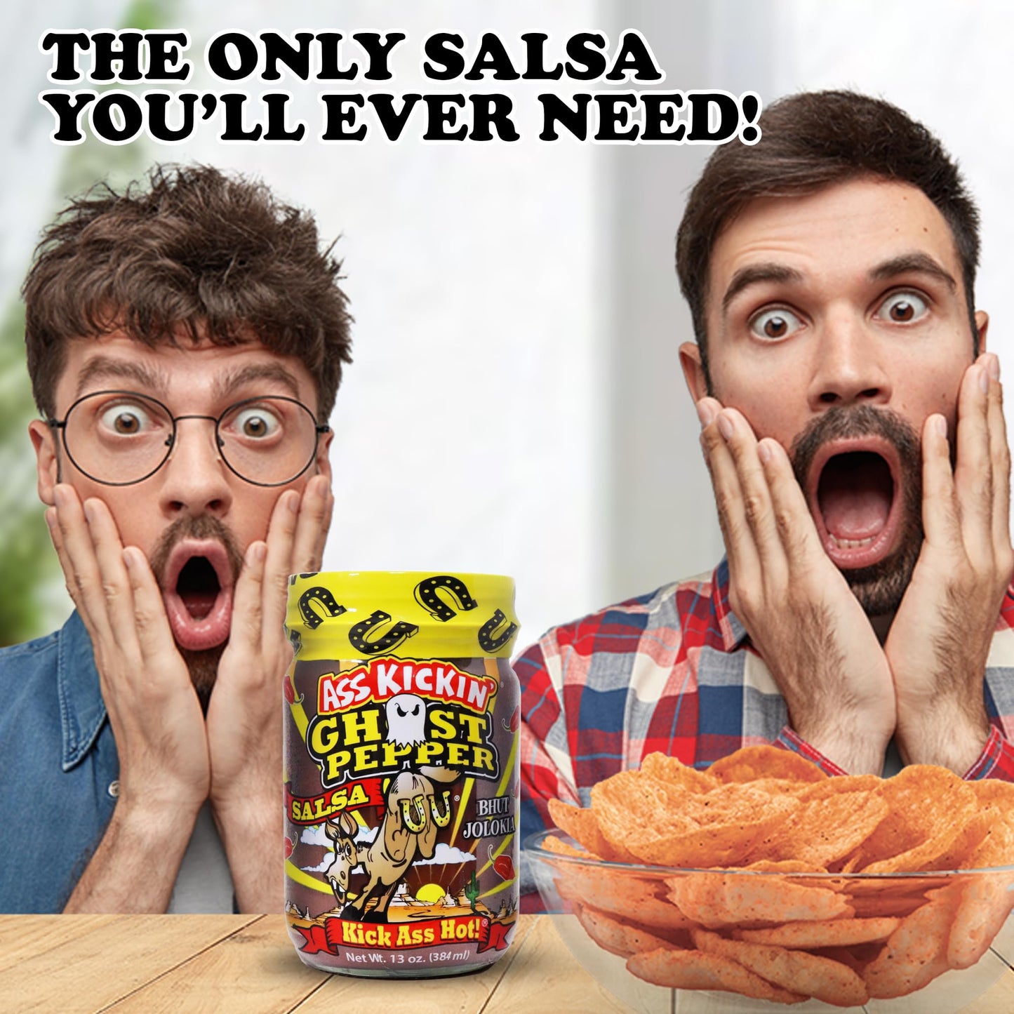 ASS KICKIN Ghost Pepper Salsa - Premium Gourmet Spicy Salsa for Chips & Burritos - 13 oz
