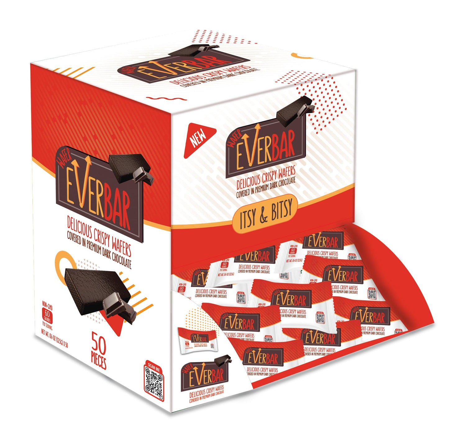 EverBar Itsy Bitsy Dark Chocolate Wafer Candy Bars, Non-GMO, 300 Count, Bite-Size, Brown