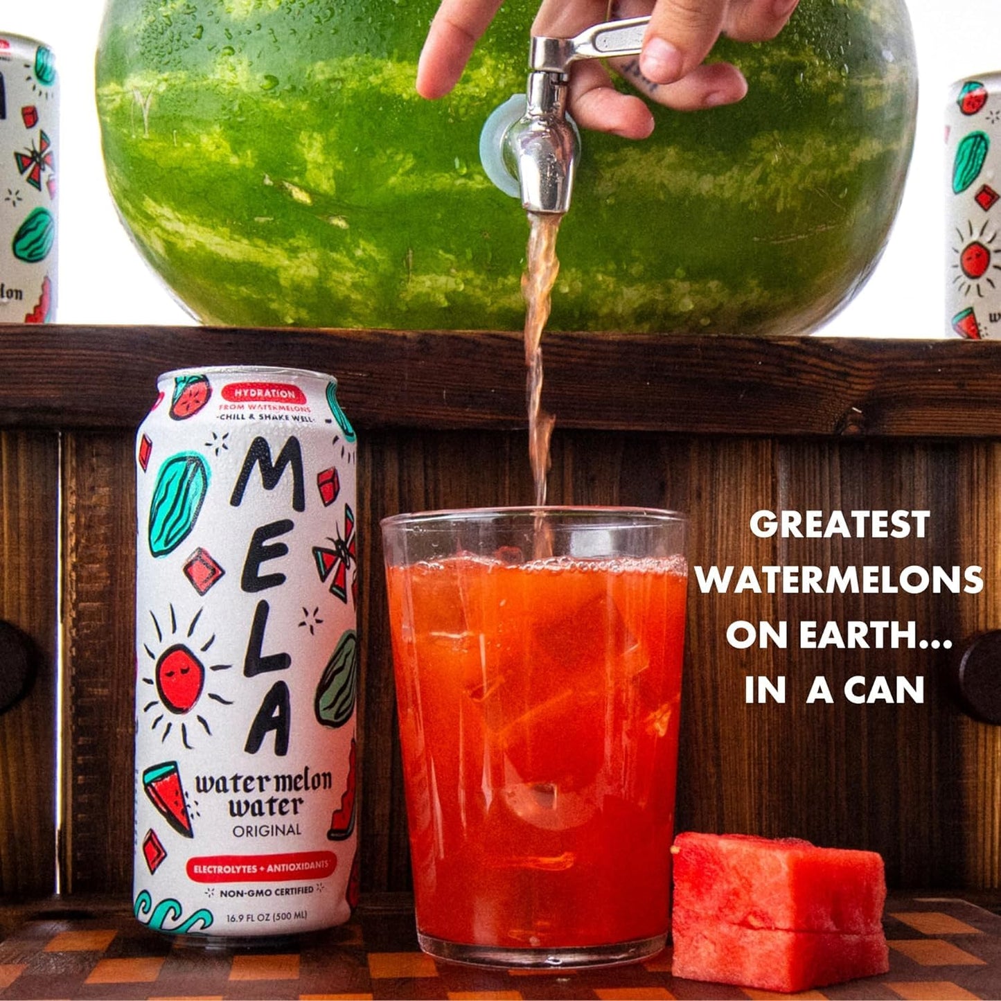 Mela Water Watermelon Juice Drink, Electrolytes & Antioxidants, Refreshing Hydration, Coconut Water Alternative, Vitamin C, Pine