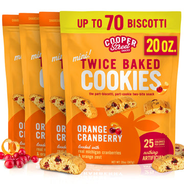 Cooper Street Twice Baked Mini Biscotti Italian Style Cookies - 5 Pound of Orange Cranberry Gourmet Cookies Ideal With Coffee Or