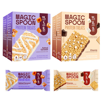 Magic Spoon High Protein Bars - Low Carb, Keto Friendly, 1g Sugar, 16 Bars (8 Salted Caramel, 8 Smores), Snack Pack